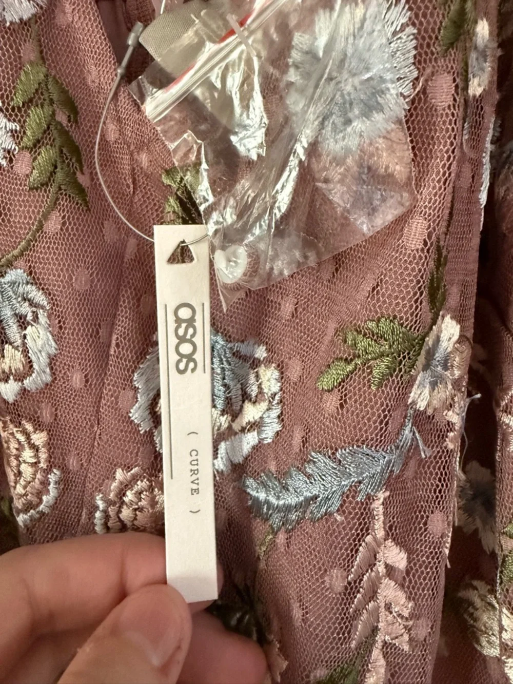 ASOS Dusty Mauve Lace Floral Dress - Picture 4 of 10